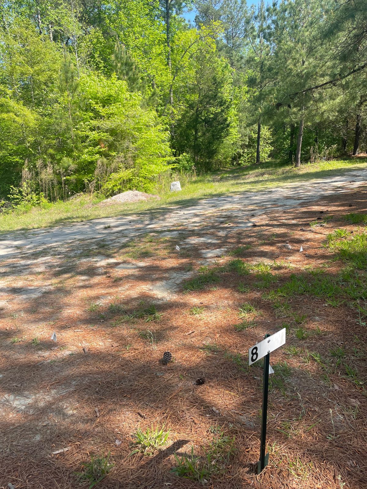 Hole 8, teebox snd fairway. Teebox is next to green power box, across from outdoor showers.