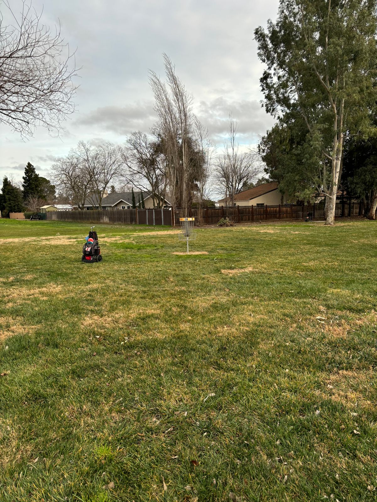 18 & 7 targets..  Dbl. Mando. Between the 2 trees before the target.  Throw from 17 tee if miss M.