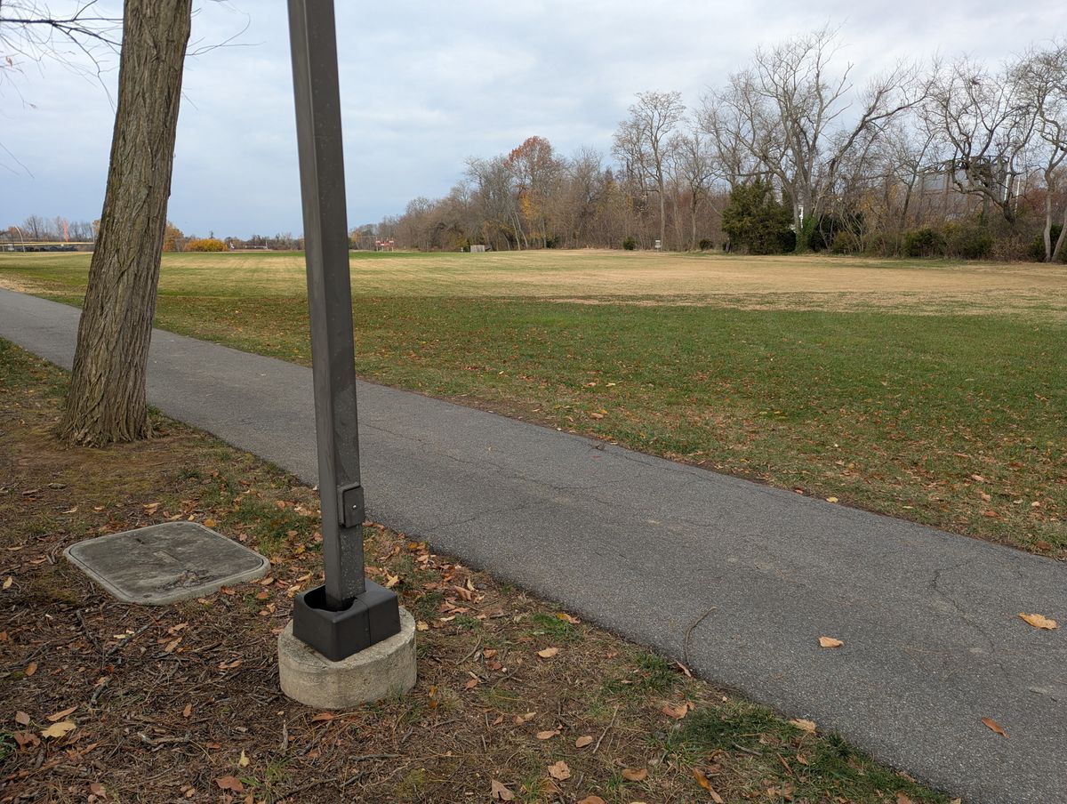 Here is a good first tee area on the path shooting at #1 at the treeline.