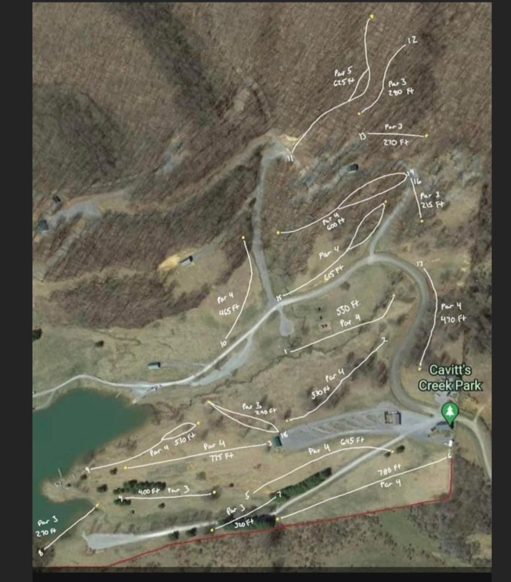 Current course layout Cavitt Creek