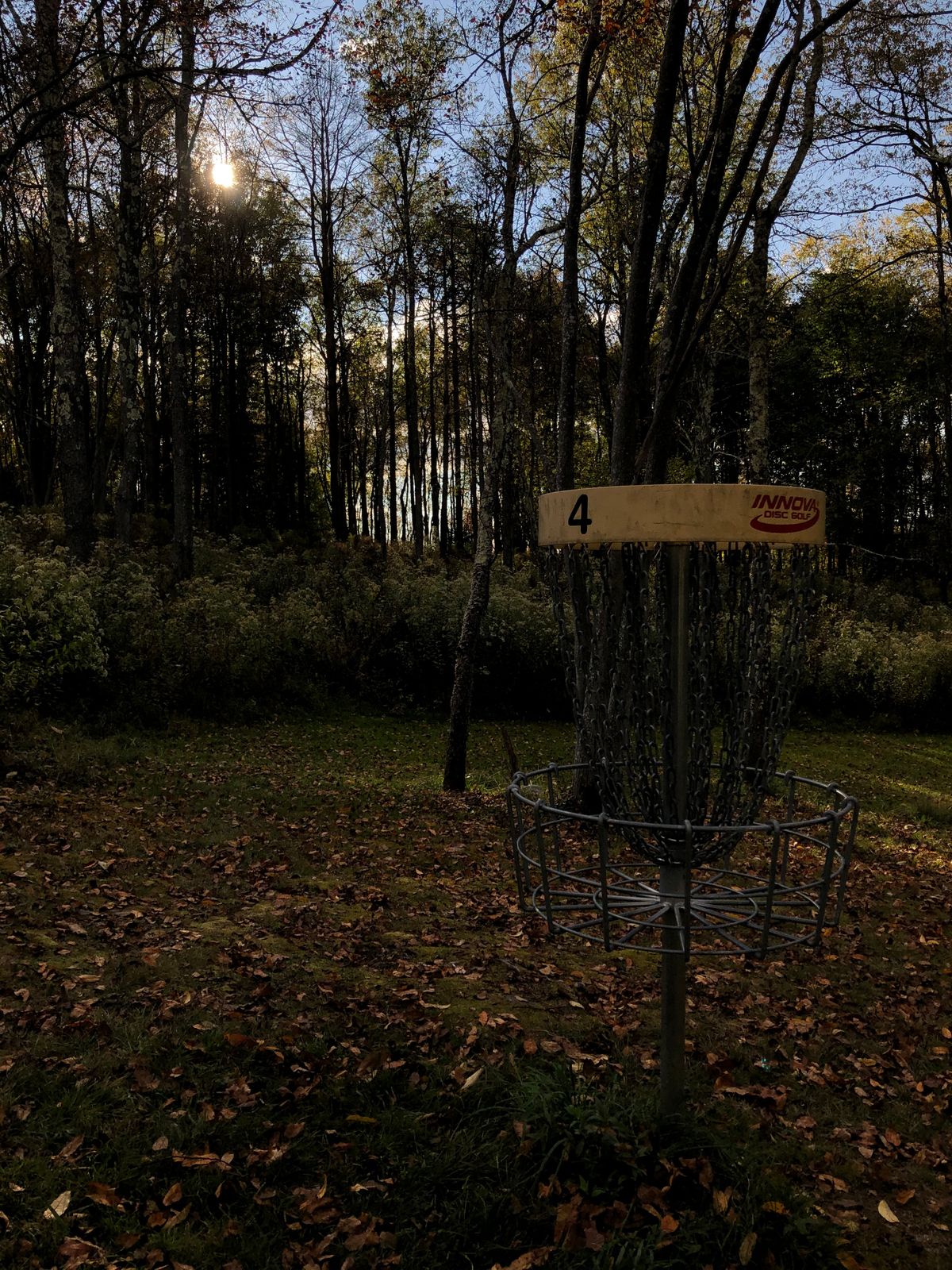 Hole 4 at Blackwater. Leaves in full swing of autumn.