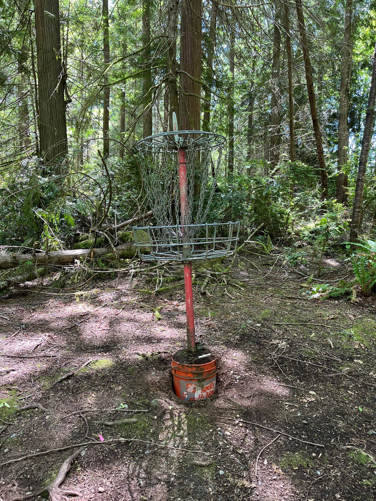 Hole 5’s basket that someone tried to steal.