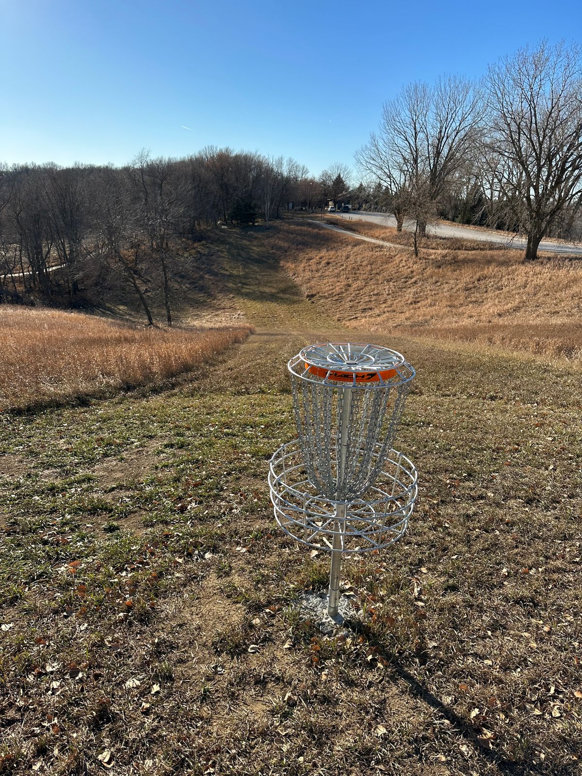 Hole 1 Basket Looking Back At Teepad.