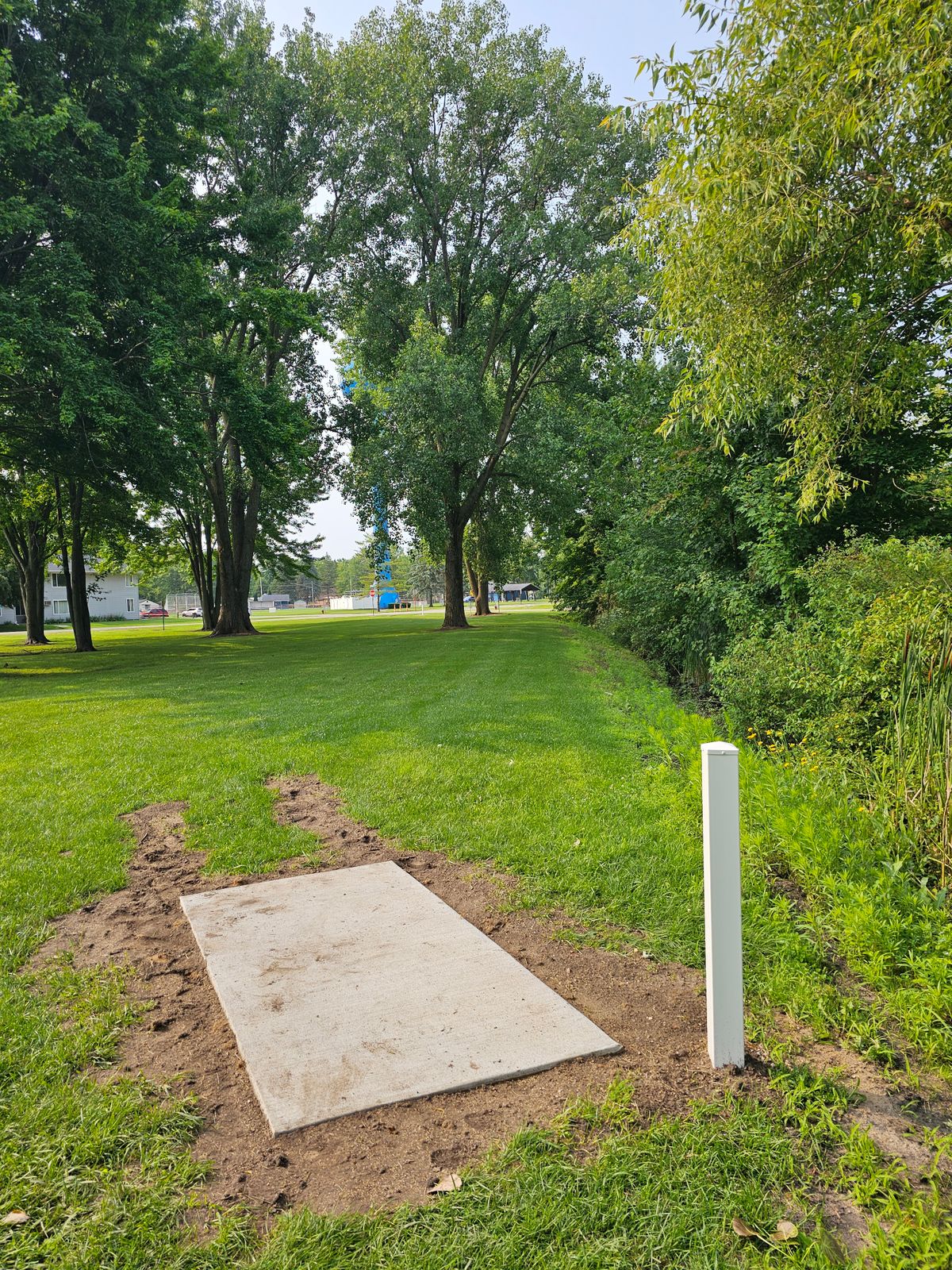 Hole 4 tee to basket. Mando left of the first tree on the right.