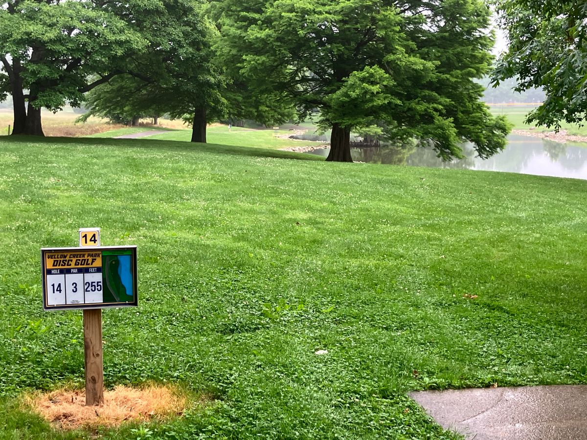 Hole 14 OB lake on the right. Path is OB. 255’ft hole 30 foot on the left from the lake.