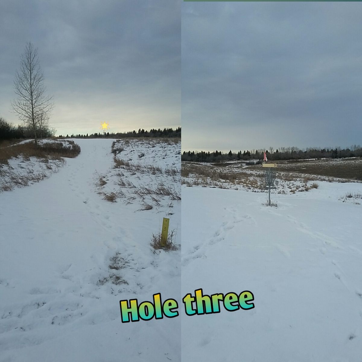 Hole 3 . Pretty much a straight shot nice good open green.