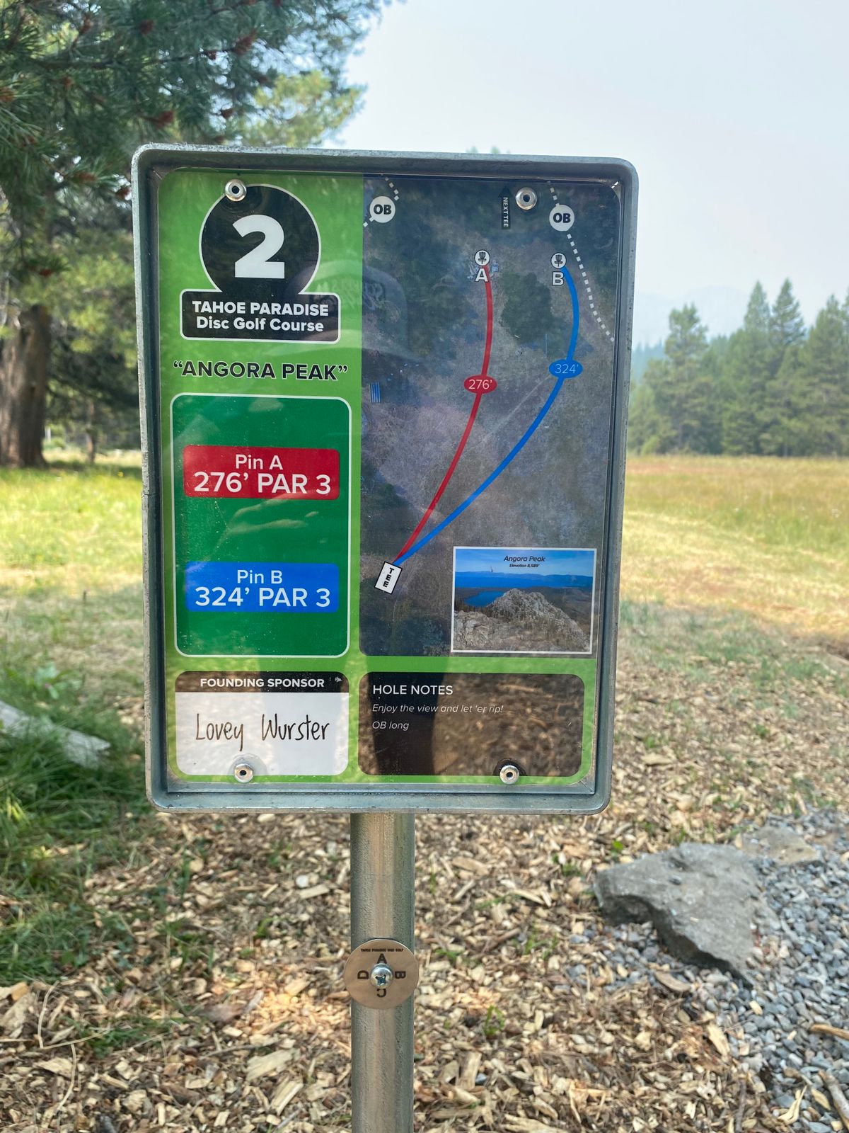 Holes 1-3 are on far side of parking lot. Holes 4-9 are on lake side across parking lot