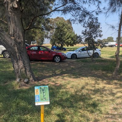Cars parked in the way of tee off for hole 5 so cant throw today, 25th Feb, I think local softball game, had to skip this hole.