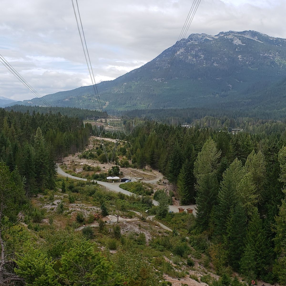 View from tee deck 18 of the holes under the powerlines below.