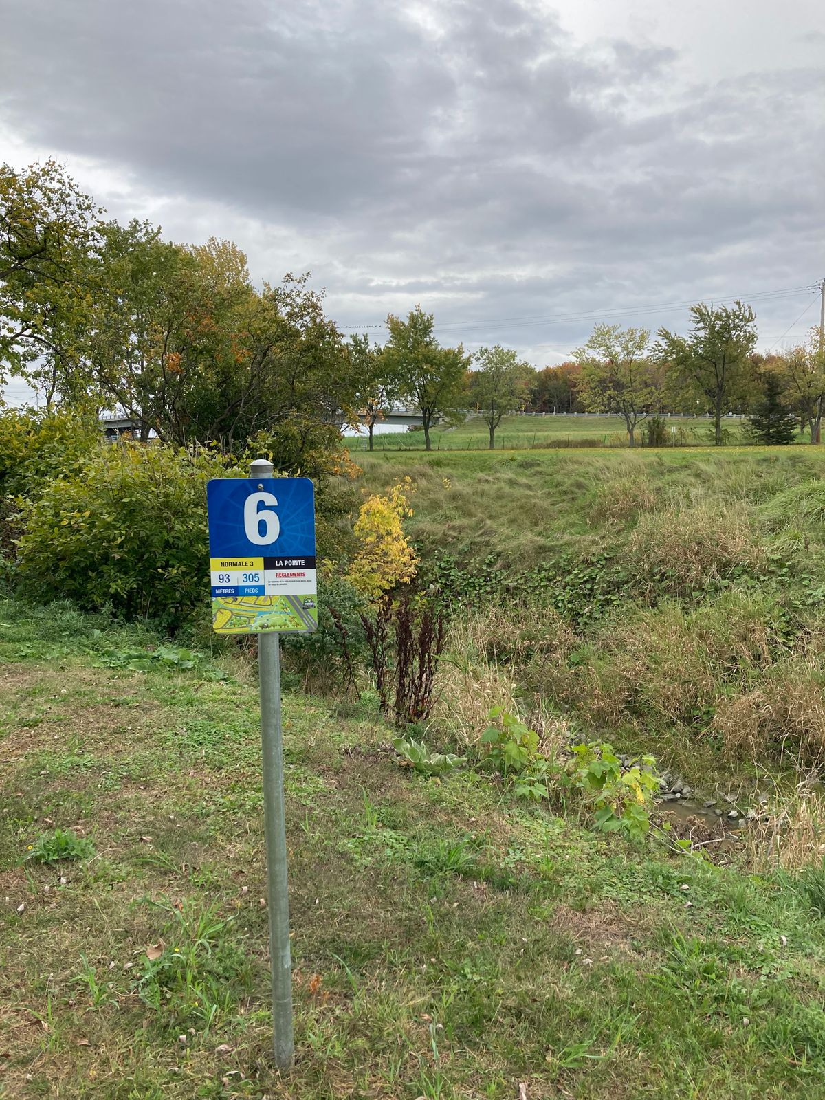 Départ #6, panier au fond du terrain près de la clôture