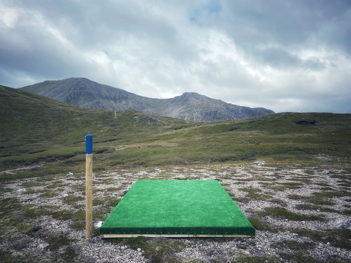Hole 3 tee box, looking up towards the ridge line