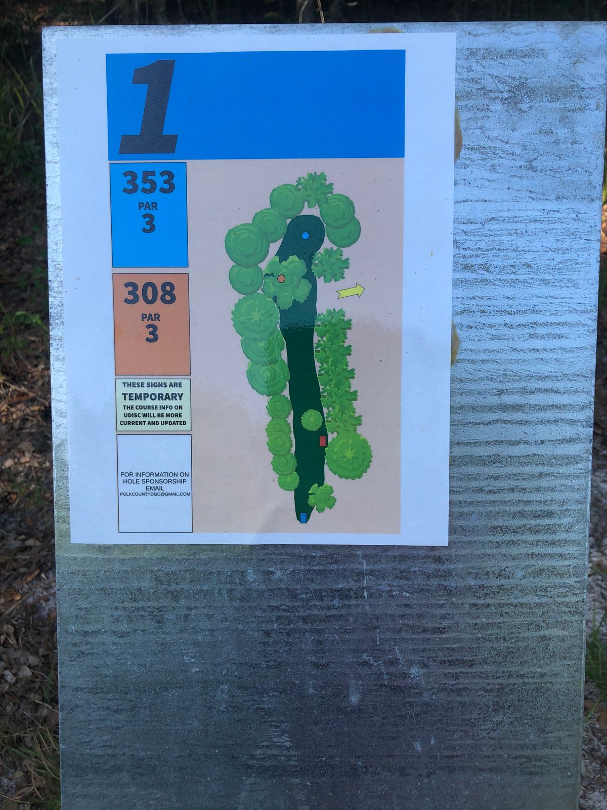Hole 1 Tee Sign