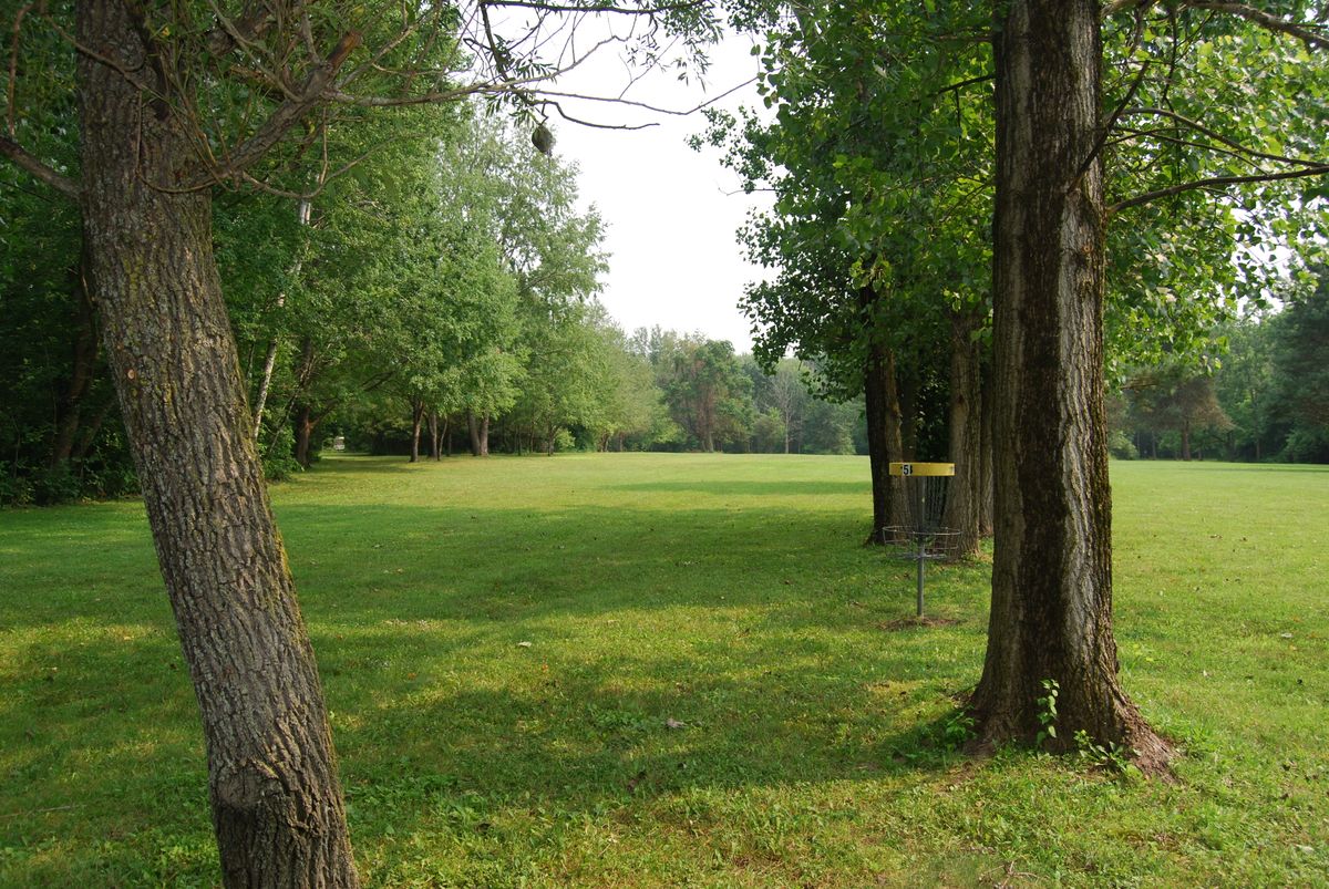 Hole 5 short pin position on right of fairway