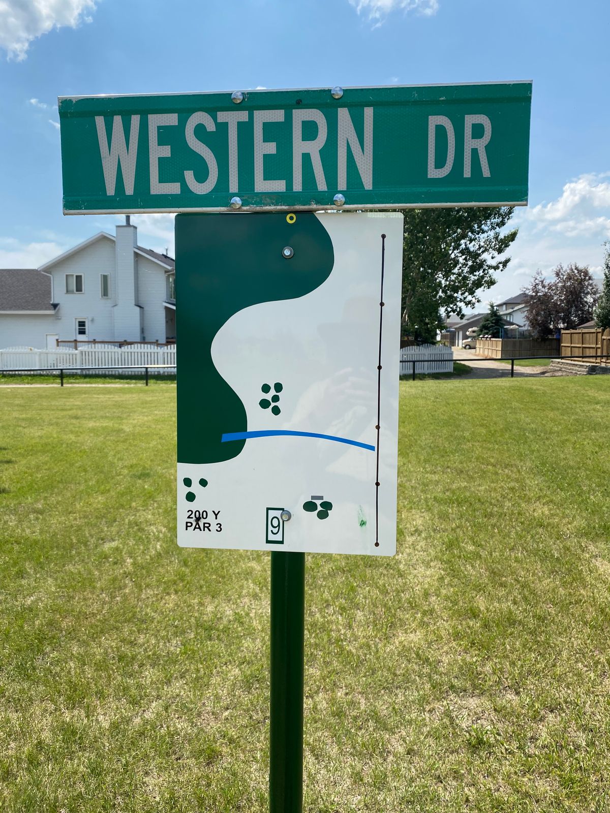 Nicely done signs on each hole. #9 is a 200 yard par 3!