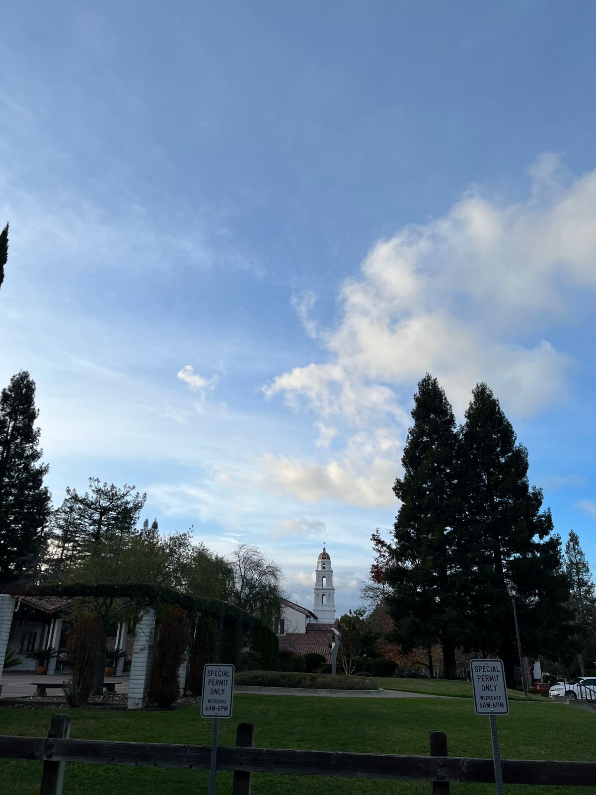 View of campus from parking lot.