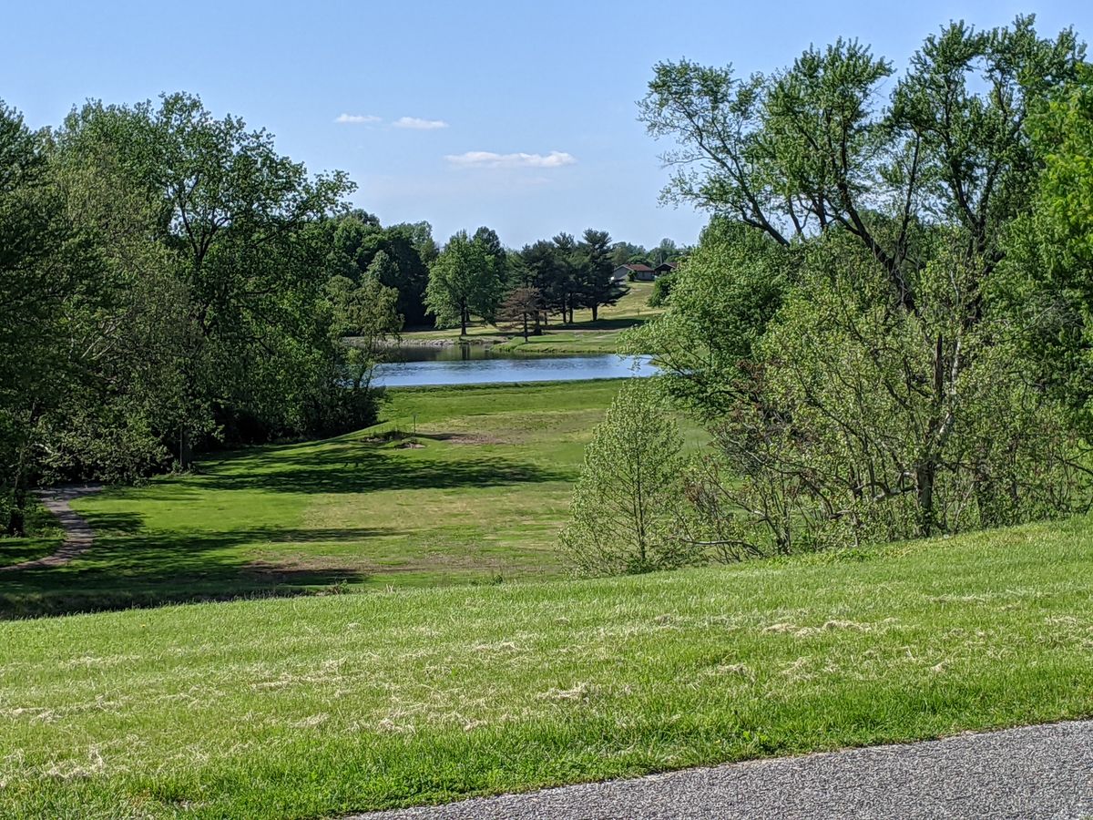 View of the lake from the top of the hill