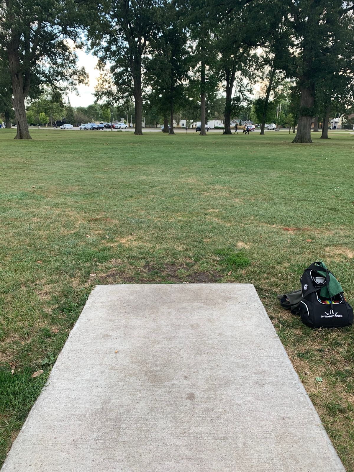 Disc golf parking lot is behind you about 50 feet.