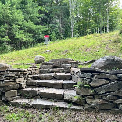 Close up of steps on 6 green
