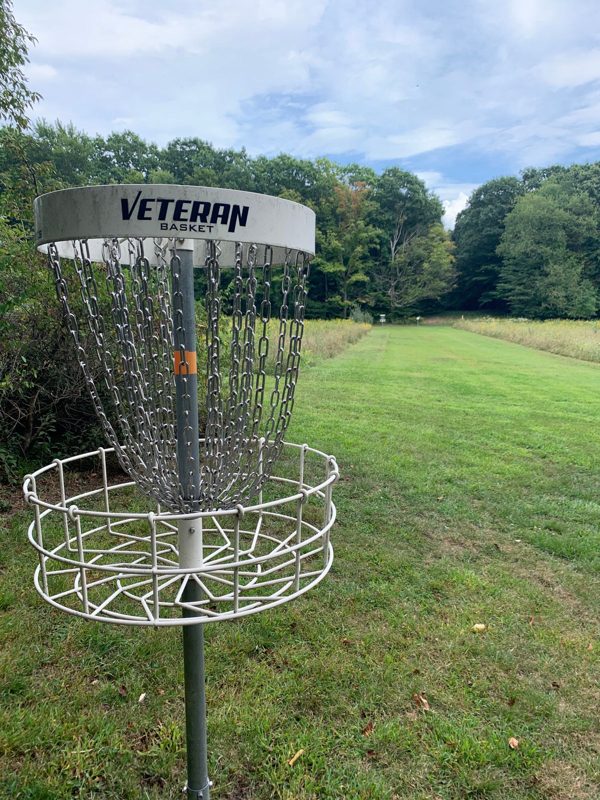 Hole 7 basket looking back at tee