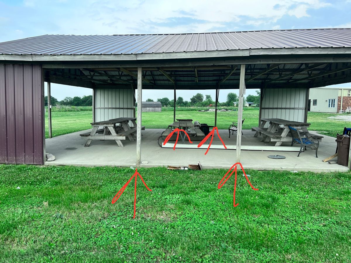 Double Mando between middle posts on both side of shelter