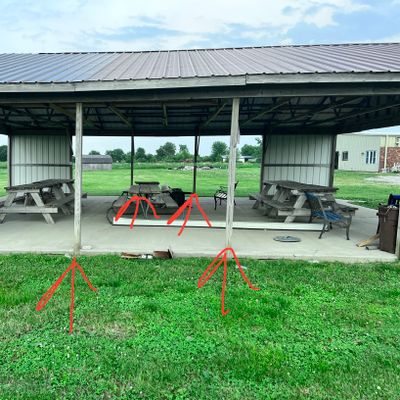 Double Mando between middle posts on both side of shelter