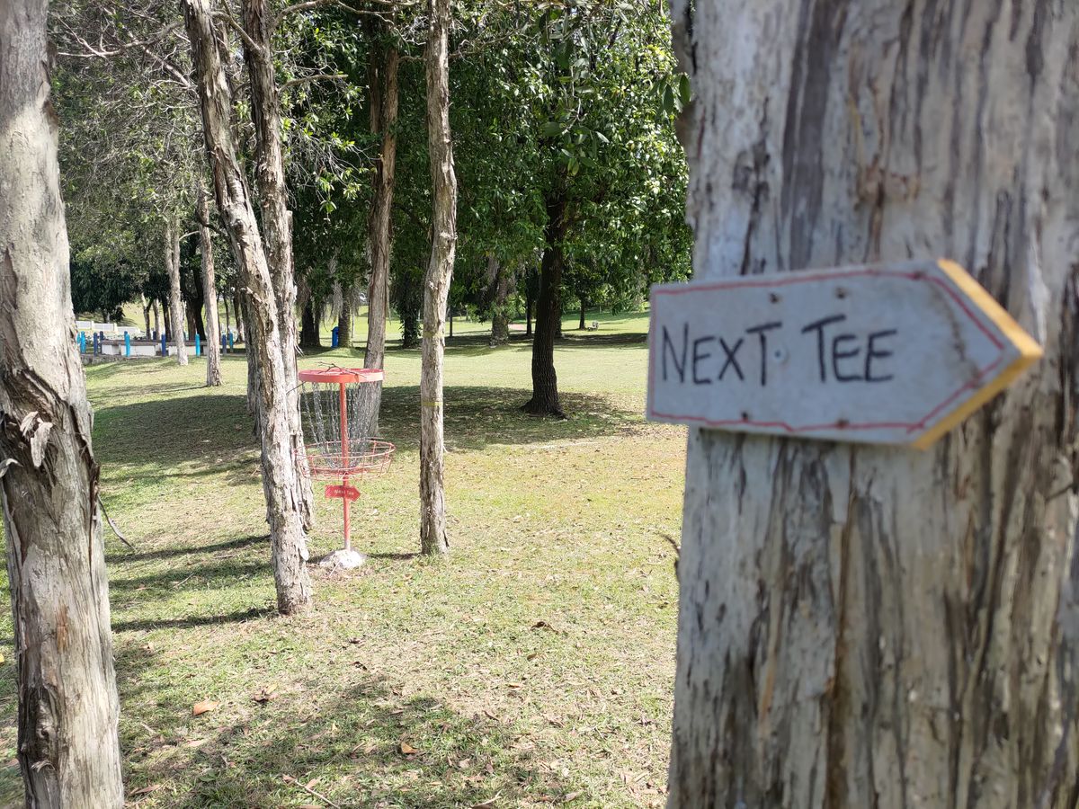 Hole 2 basket and next tee for hole 3