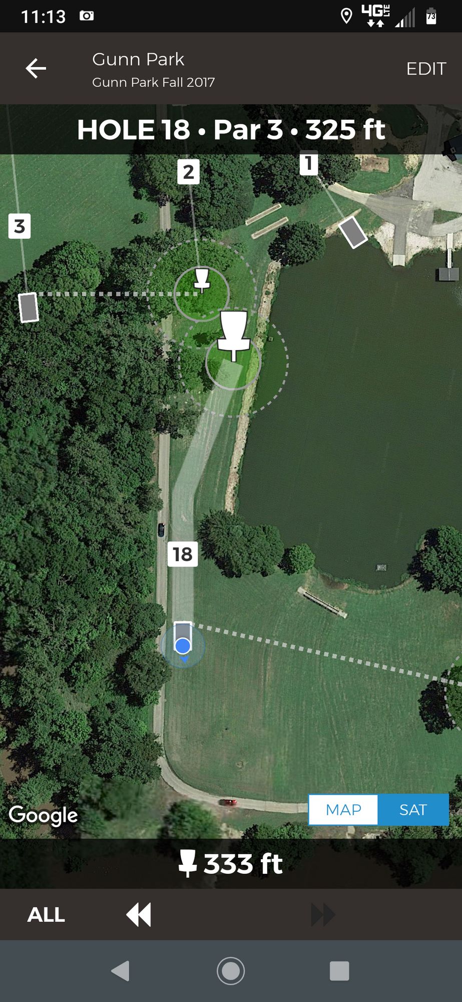 Hole 18, no tee sign