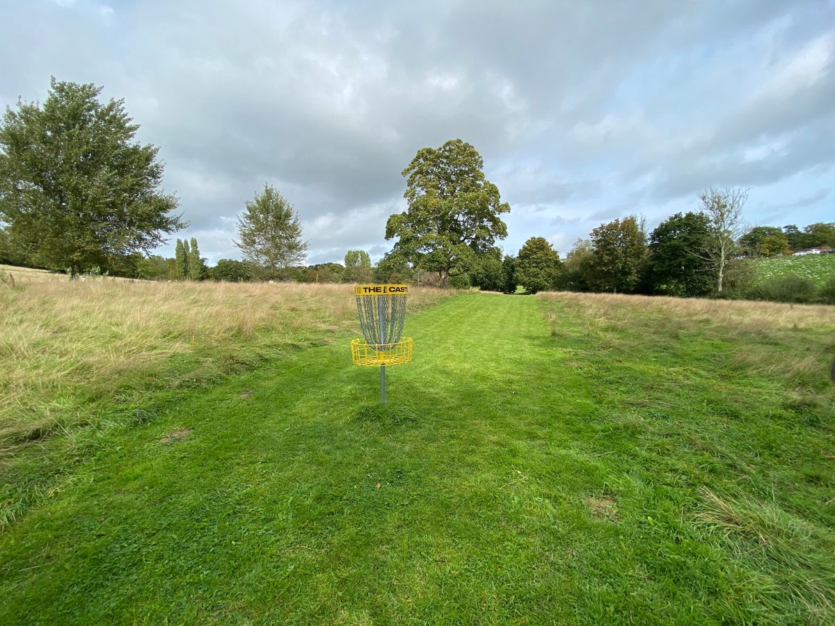 Hole 12 basket  looking back towards tee