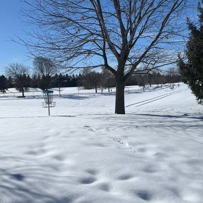 The course is available for play year round! Hole 1 in the foreground, Hole 8 basket in the background on the right. 