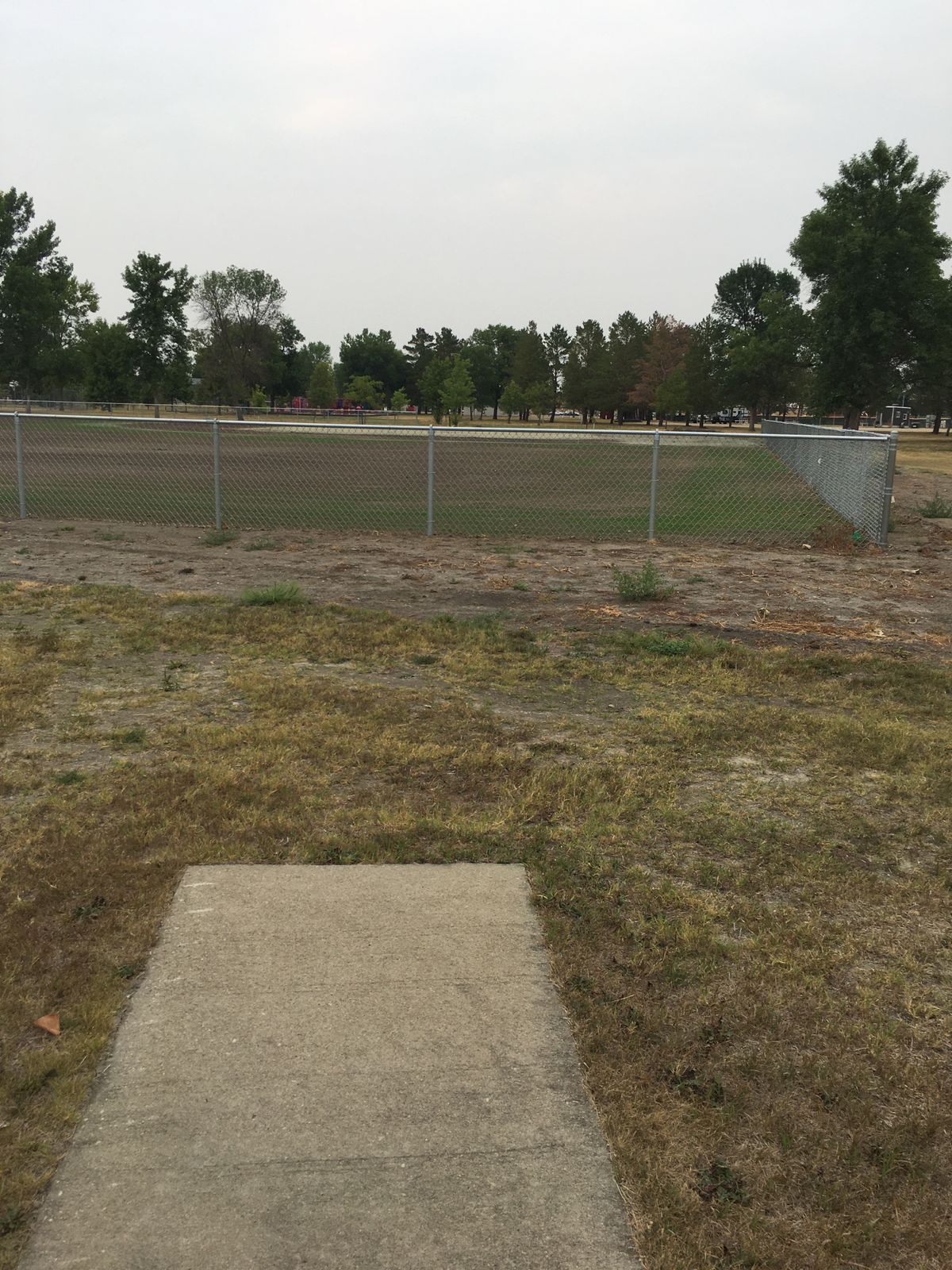 Hole 8 with new baseball field between tee and basket.