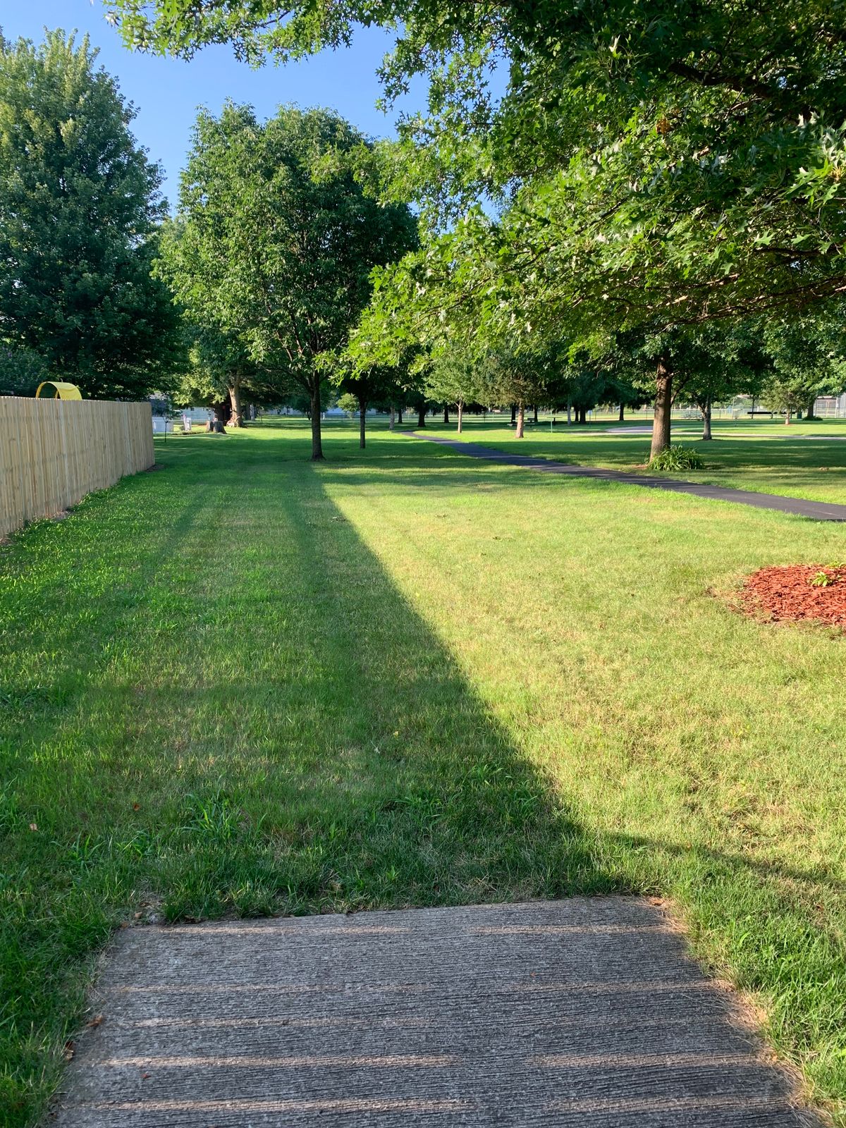 View from tee of hole #3. Basket on the left is the goal.