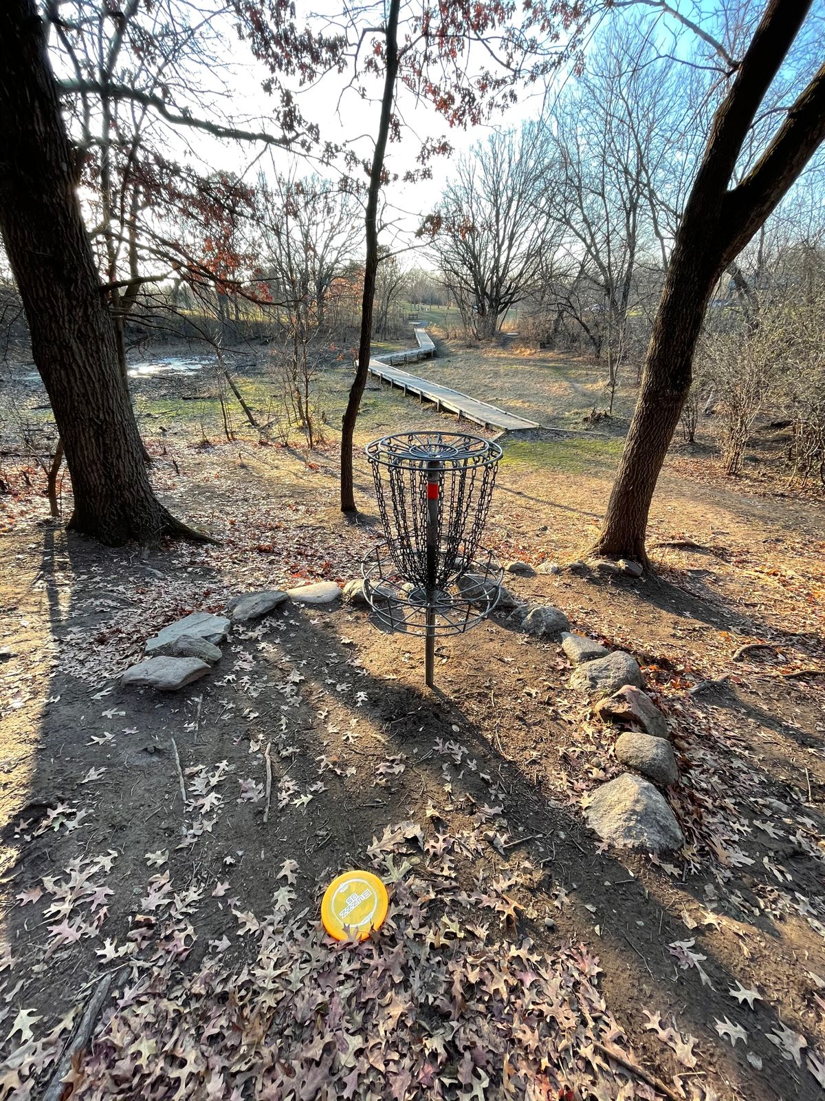 Basket Number 1, looking back to the walking bridge that leads to the long tee box.