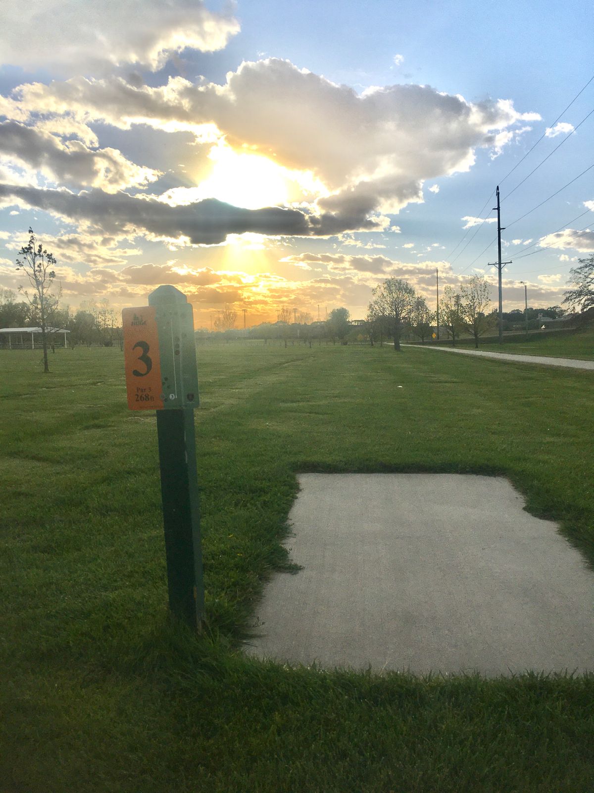 Hole #3- 268’.  Sidewalk on the right is OB