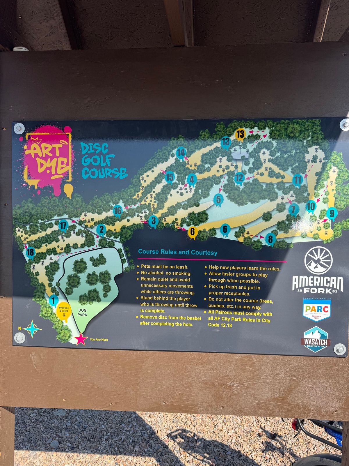 New sign on the kiosk by the parking lot