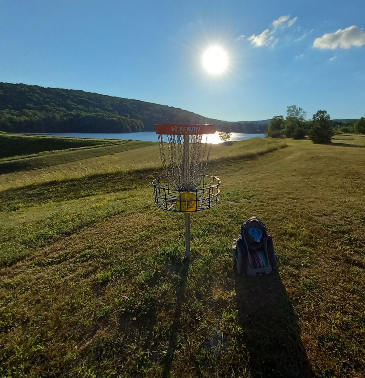 Look back at the lake from hole 13s basket! Heaven!