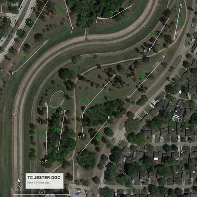 Map for holes 1 through 13 on the North side of the parking lot