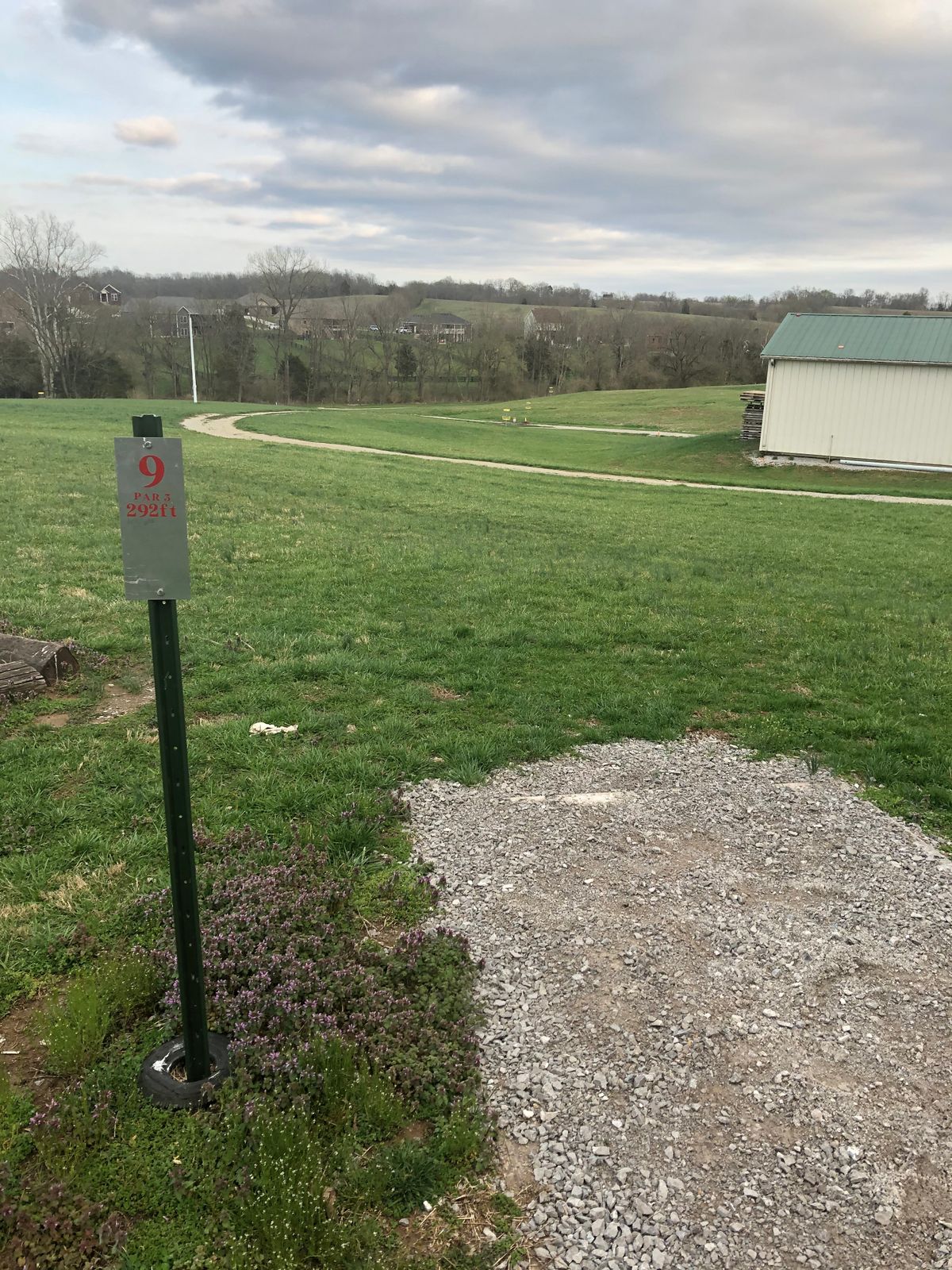 Hole 9 - first basket is your target, out of the 3 visible ones