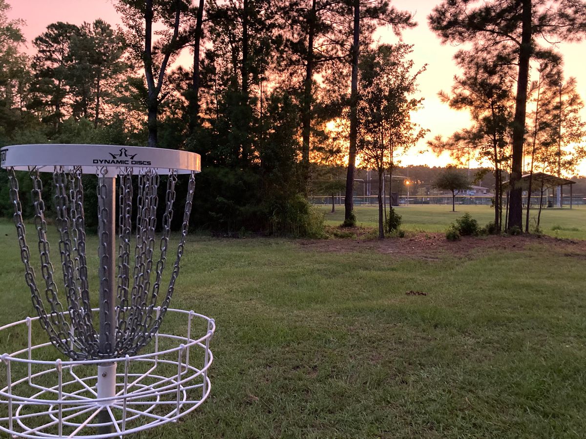 Hole 6 basket view back towards mando and tees