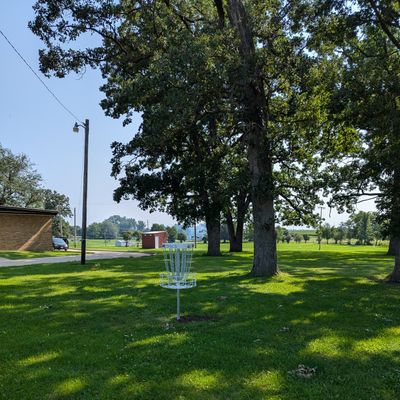 Basket of Hole 1, looking back towards the tee