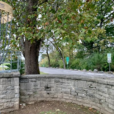 #12 basket at stone wall south entrance to Shelby Park