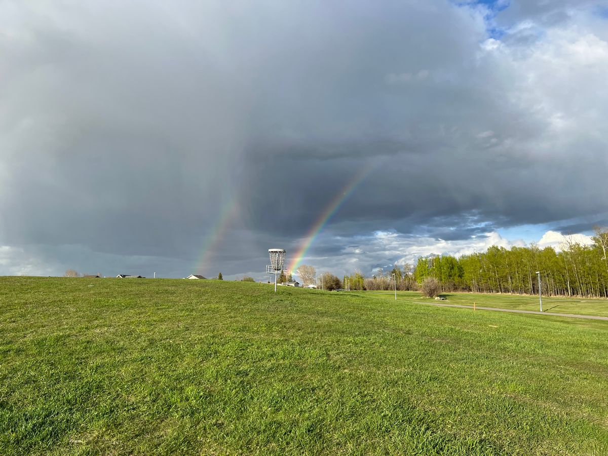 Hole 14/old 7 with a sweet double rainbow