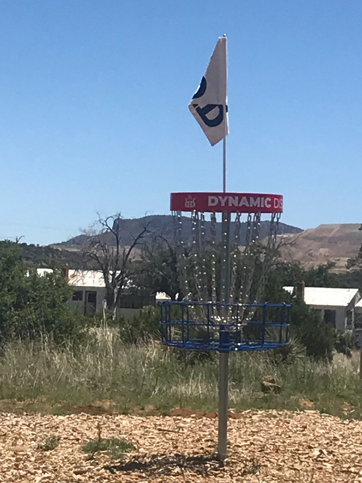 Hole 17 with the base housing and Kneeling Nun in the background.