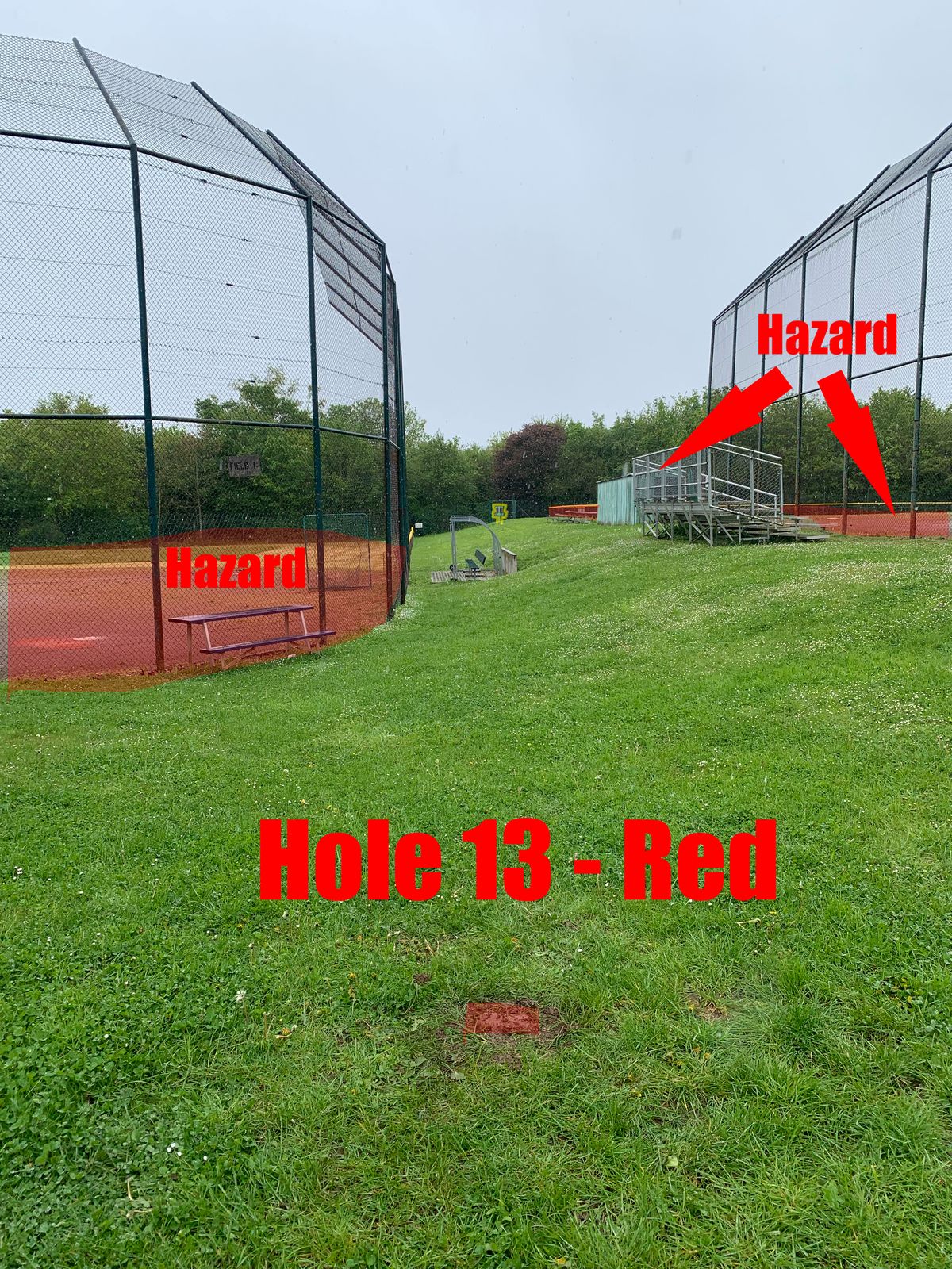 Baseball fields play as hazard.