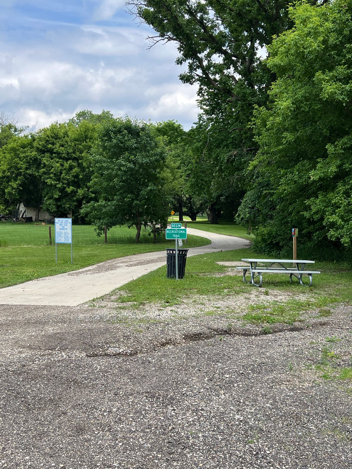 Hole #1, picnic table, trash can