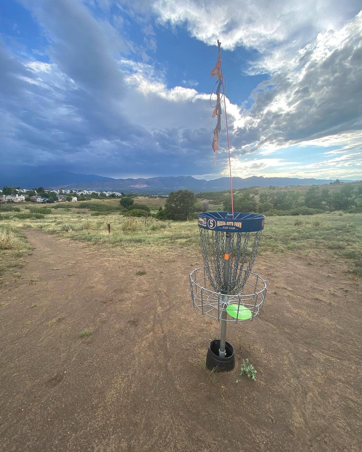 Hole 5’s hole looking west towards Pikes Peak and 6’s tee pad