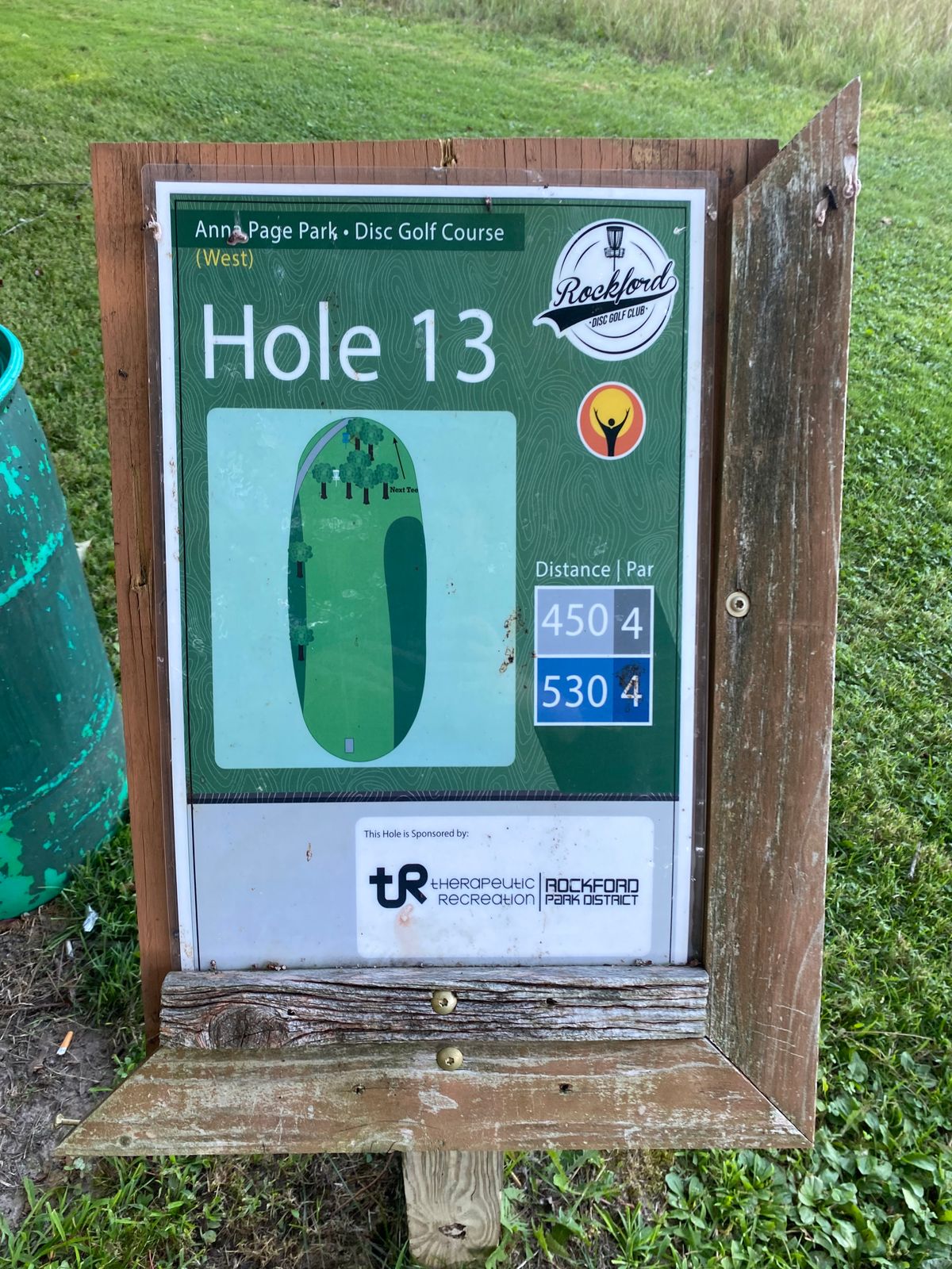 Hole 13 tee sign.