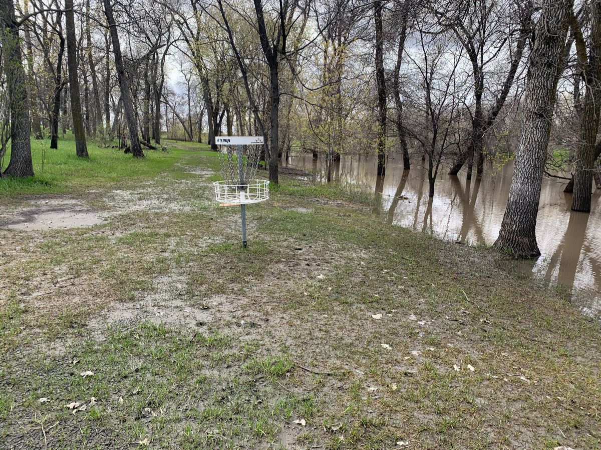 Hole 11 river is very close along side, short tee under water still.