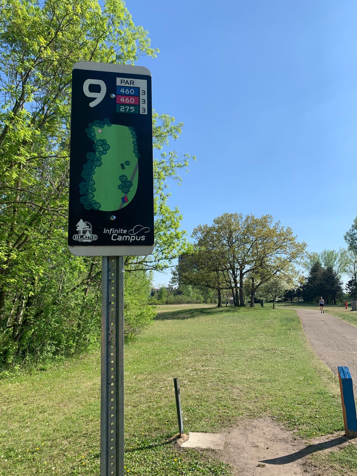 View of hole 9 teepad/sign.