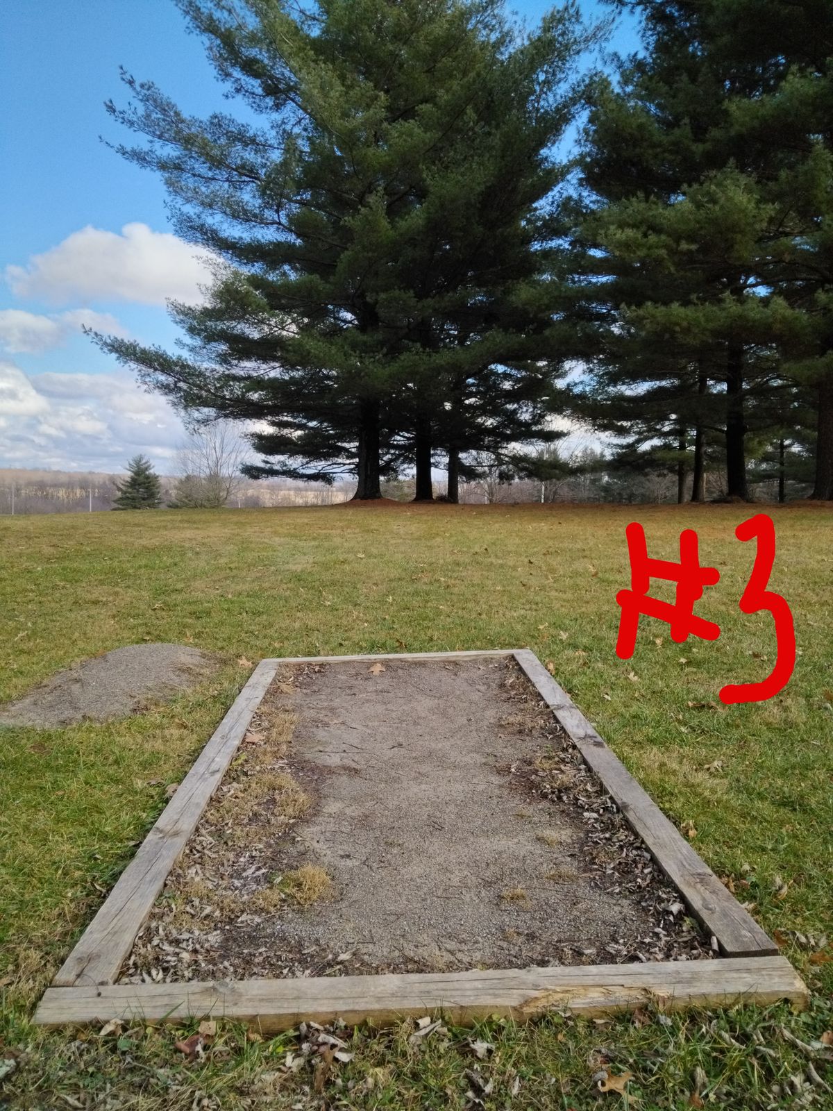 Number 3 does not have a sign. It's straight behind number 2 basket