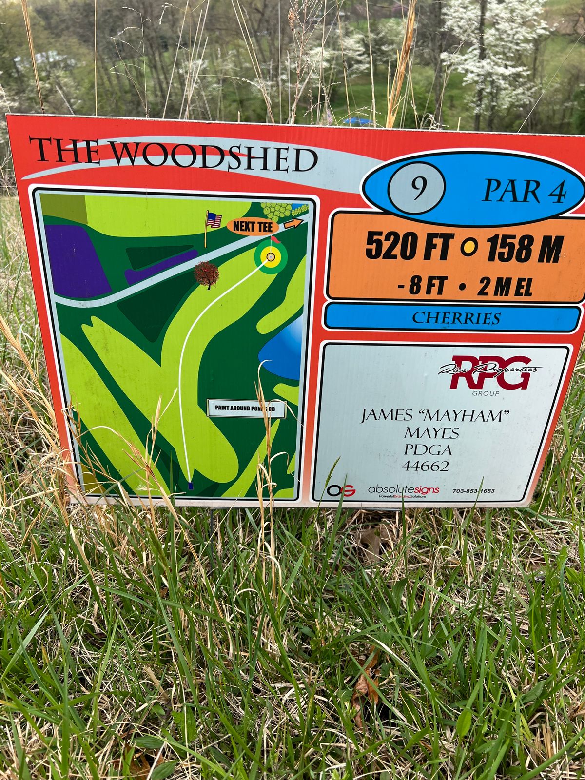 Hole #9 sign